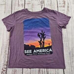 Joshua Tree National Park Purple Short Sleeve Cotton Blend T-Shirt Youth XL